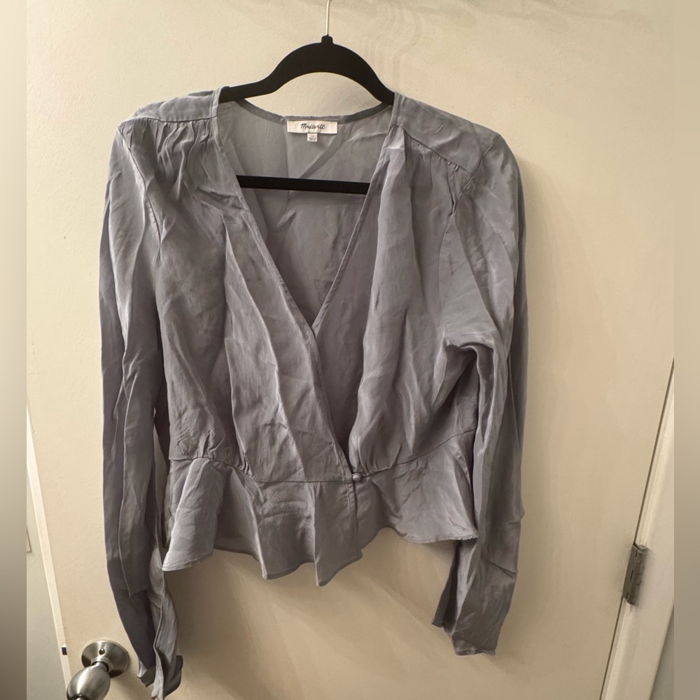 Madewell light blue satin top (never worn)